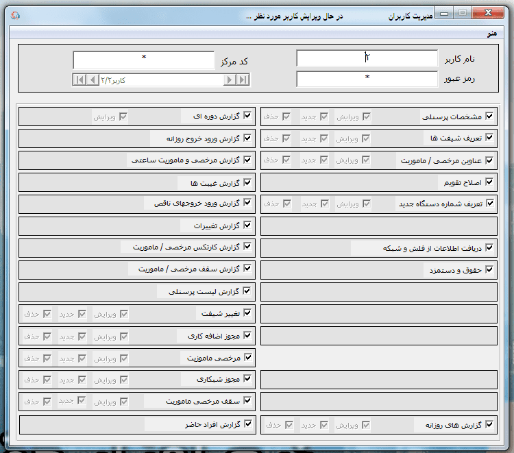 مدیریت کاربران نرم افزار رسا